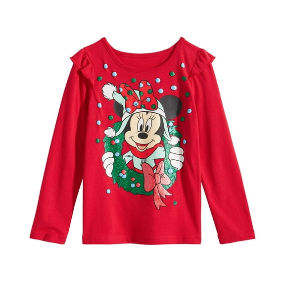 Disney Little Girls Minnie Mouse Wreath T-Shirt Red 5