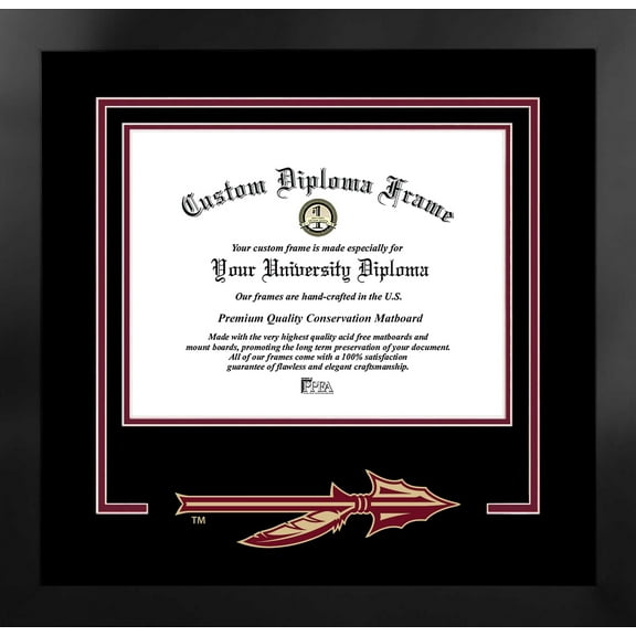 Florida State University 14w x 11h Spirit Diploma Manhattan Black Frame with Bonus Campus Images Lithograph (value savings $59)
