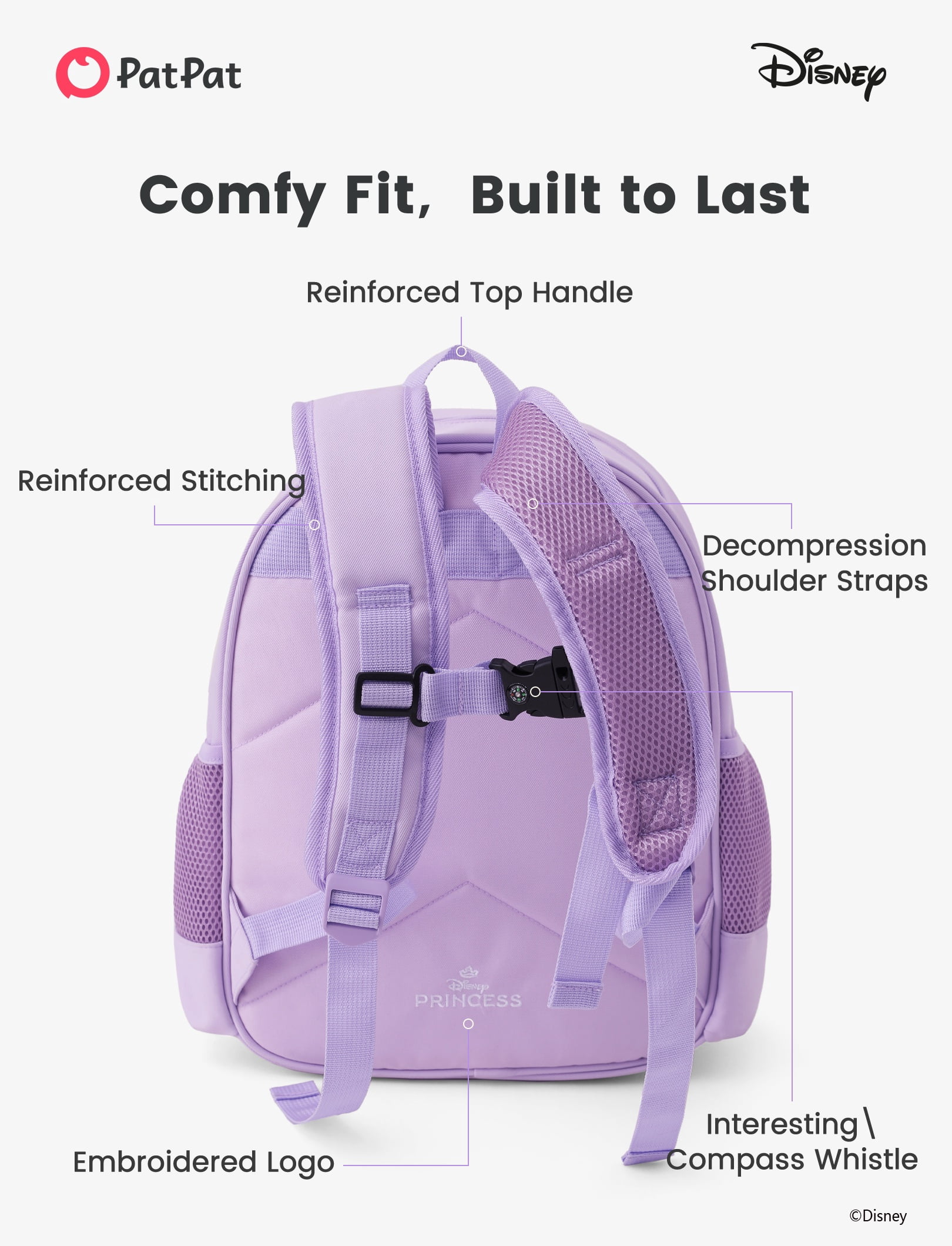Disney Princess Rapunzel Girls Cute Backpack Water Resistant Toddler Backpack School Kids Elementary Bookbag