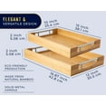 thumbnail image 3 of Set of 2 Decorative Serving Trays - Bamboo + Silver Stainless Steel Handles - Coffee Table or Ottoman Tray for Breakfast in Bed Jewelry, Decor Organization - 12"x17" - Stained Brown Finish, 3 of 5