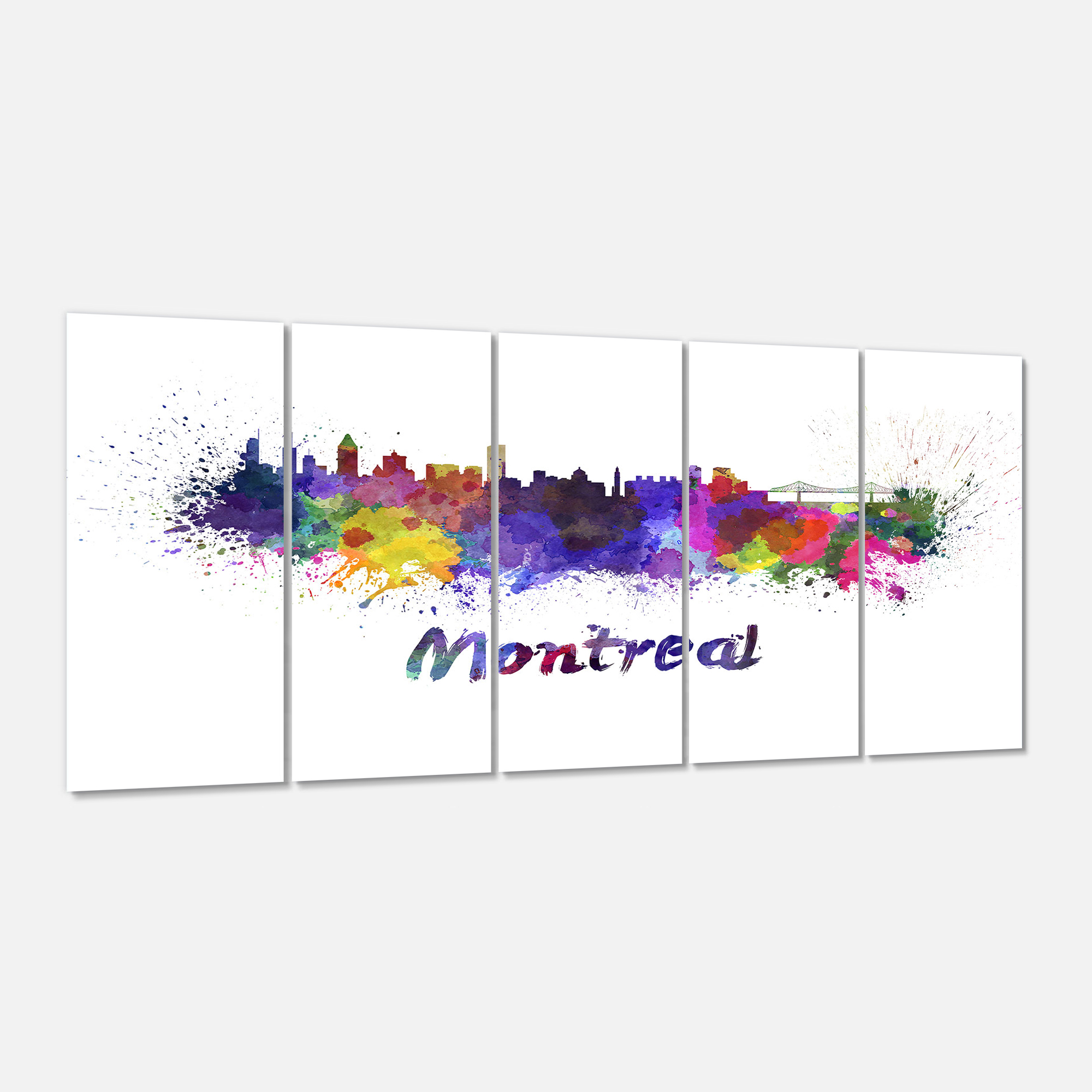 Designart 'Montreal Skyline ' Multipanel Cityscape Extra Large Metal Wall Art Print