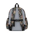 thumbnail image 3 of Mushroom and Flower Black Pattern Backpack for School, Cute School Bag with Adjustable Shoulder Straps and Padded Back, 13.4"x11"x4.7", 3 of 5
