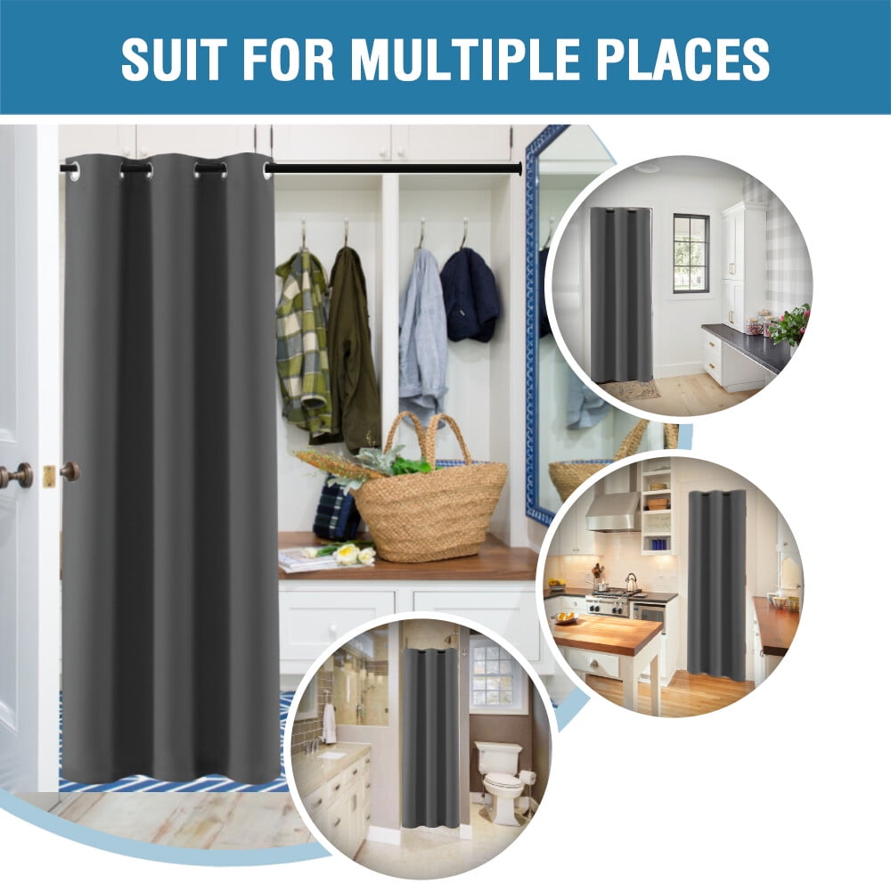 H.VERSIALTEX Blackout Curtains for Doorways and Closets, Thermal Insulated Room Dividers (Charcoal Gray, 42" x 80", 1 Panel)