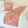 thumbnail image 1 of The HomeCentric King / Queen / Twin Coral, Peach & Pink Designer Full 68"x18" Bed Runner WITH Pillow Cover, Coral Embroidery, Pearl, Under the Sea & Beach Theme on Linen fabric - Coraline Pearls, 1 of 5