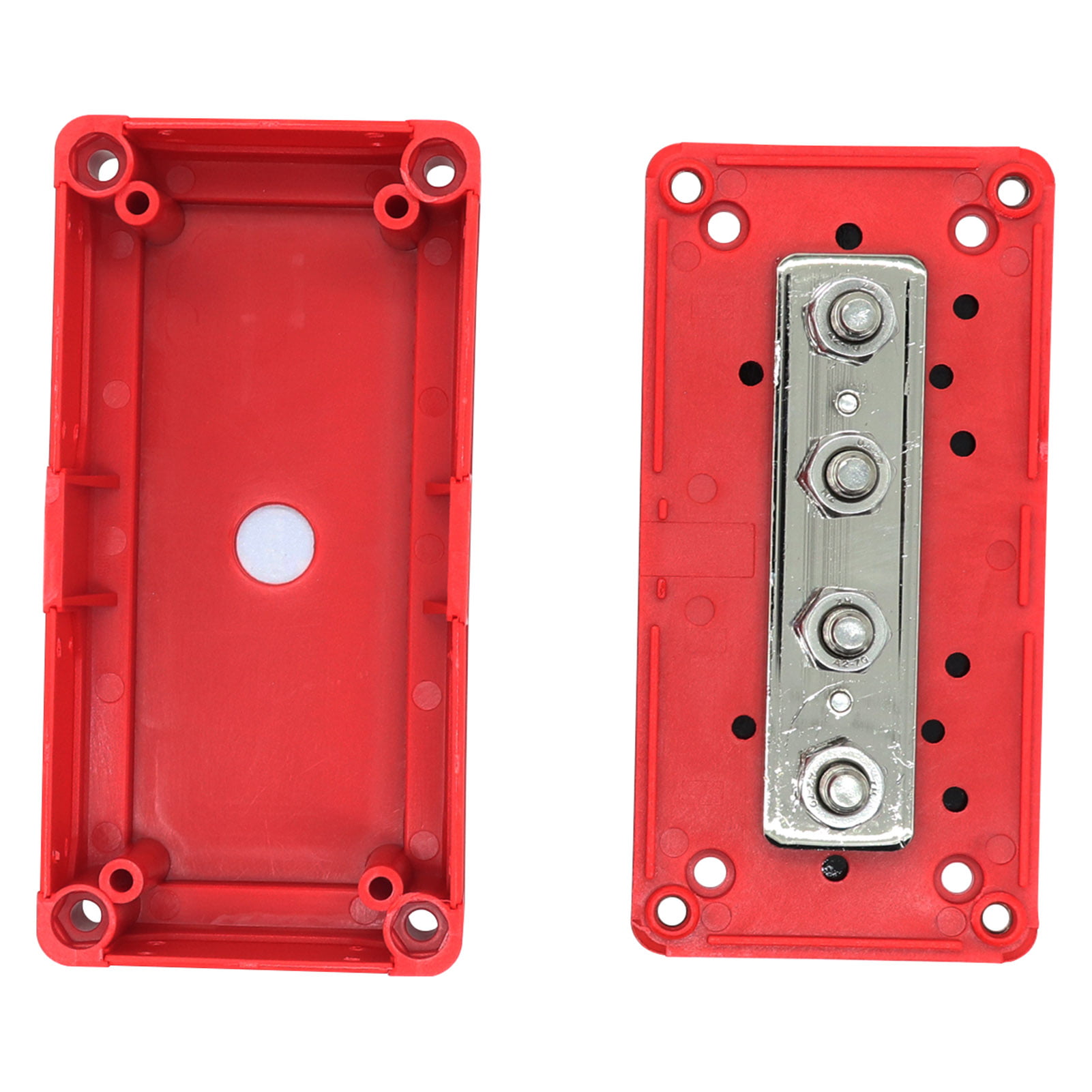 Antrader 3/8 DC 48V Bus Bar Terminal Block Insulated Dual M8 Heavy Duty Positive Power Distribution Junction Stud Post for Truck RV Boat Car Electronics 
