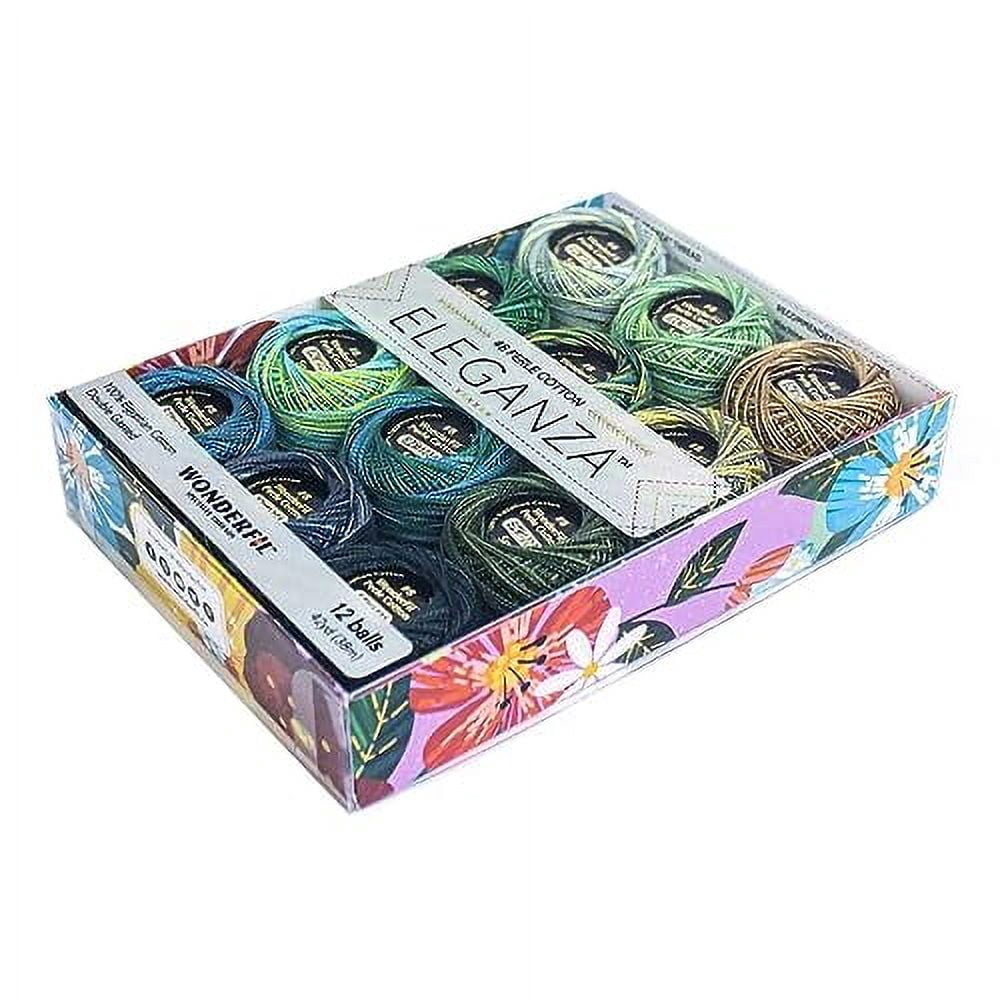 WonderFil 8wt Varigated Eleganza Thread Pack of 12, Meadow