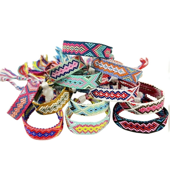 DESIGNICE Woven Friendship Bracelets, Braided Bracelets String, Acrylic for Women, Girls, Kids 12 Pcs, Mixed Color