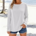 thumbnail image 2 of Mashaouyo 2025 New Women's Cotton Top Round Neck Long Sleeve T Shirt Womens Tops, 2 of 5