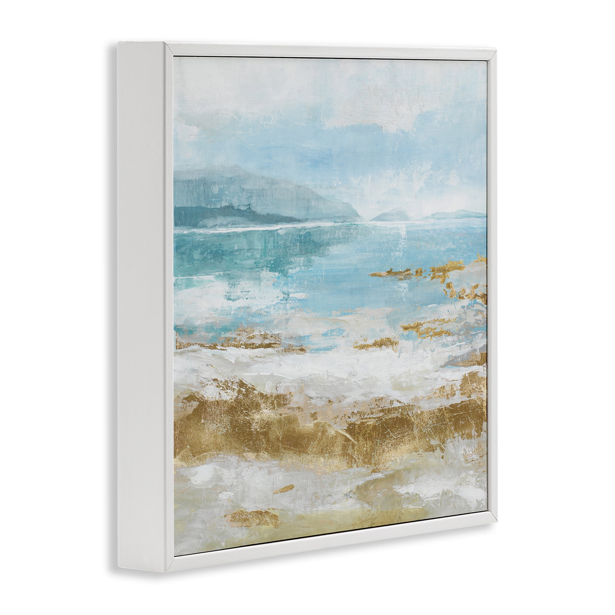 Stupell Industries Distressed Beach Landscape Coastal Painting White Framed Art Print Wall Art, 12 x 12