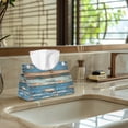 thumbnail image 5 of SEANATIVE Board Print Tissue Box Covers Rectangular Tissue Box Holder for Bathroom Blue Tissue Holder for Car PU Leather Tissue Box Organizer for Vanity Countertop Night Stands 2 Pcs, 5 of 7