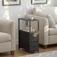 thumbnail image 6 of PrimeCook Shop Small Narrow End Table, Set of 2, Side Table, Nightstand with 2 Cloth Drawers, Couch Table, for Living Room, Bedroom, Bedside, Charcoal Grey, 6 of 16