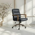 thumbnail image 3 of Henfield Office Chair- Black Faux Leather with Dark Wood Arms, 3 of 10