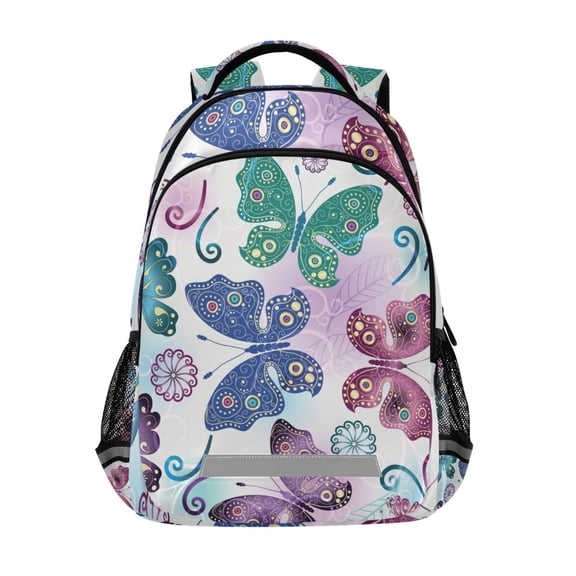 ALAZA Colorful Butterfly Backpack Elementary School Bag Bookbag Travel Rucksack