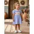 thumbnail image 6 of RUINIXCW Toddler Baby Girl Back to School Dress Kids Kindergarten Outfits Toddler Girl Summer Fall Dress 2 3 4 5 6 Years Apple Pencil Embroidery Doll Collar Short Sleeves Plaid A Line Dress, 6 of 9