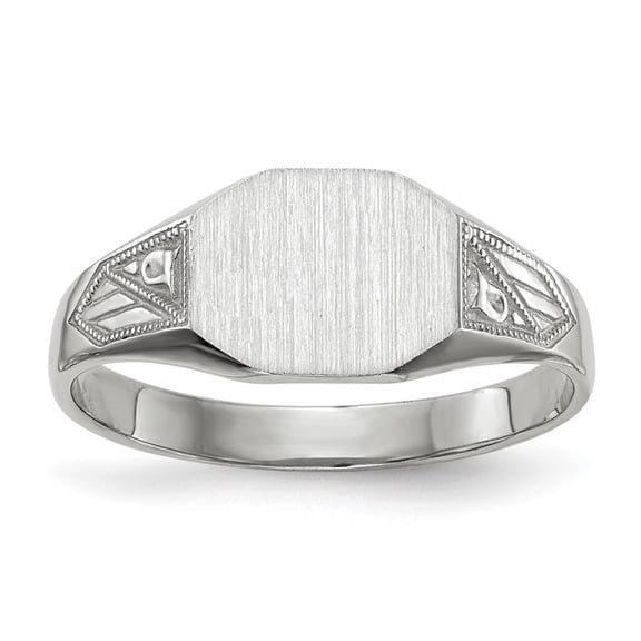Auriga Fine Jewelry 14K White Gold 7.0x9.0 mm Closed Back Signet Ring for Mens Size 6