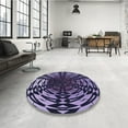 thumbnail image 4 of Ahgly Company Machine Washable Indoor Round Transitional Night Blue Area Rugs, 4' Round, 4 of 7