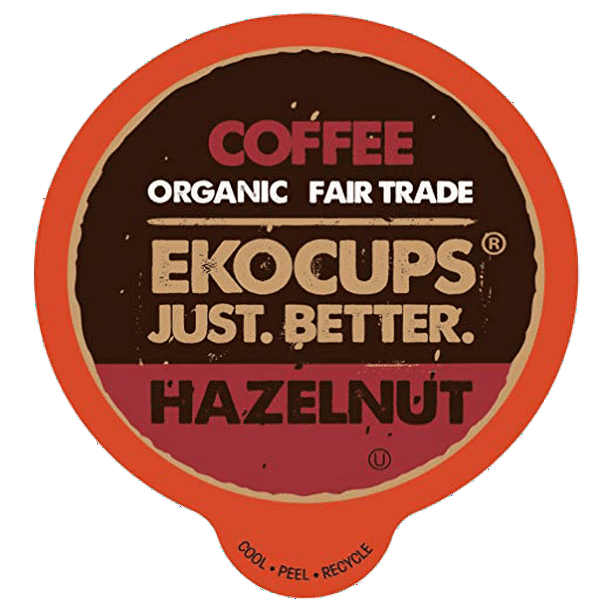 EKOCUPS Hazelnut Organic Coffee Pods, Medium Roast , 40 Count for