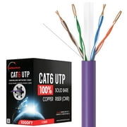 Cables Direct Online 500FT Cat6 Solid Bare Copper 23AWG Bulk Ethernet Cable, CMR ETL Riser, 550MHz POE (Power Over Ethernet) Wire – Purple
