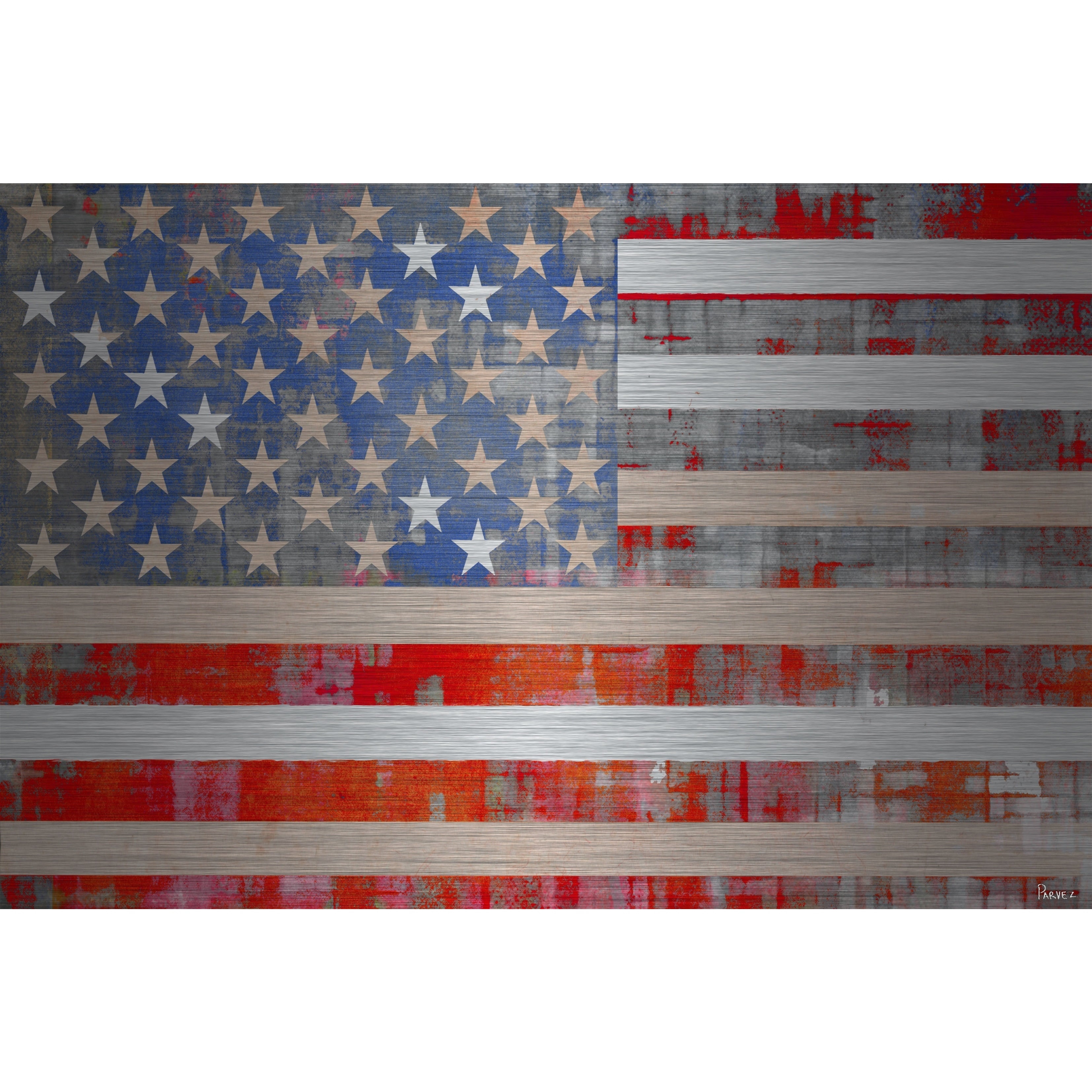 Parvez Taj  'American Dream' Painting Print on Brushed Aluminum 24 x 16