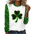 thumbnail image 2 of successthop St Patricks Day Womens Tops Plus Size Long Sleeve Green Plus Size Crew Neck Polyester Casual St. Patricks Day Blouse Tops for Irish Themed Gifts S, 2 of 4