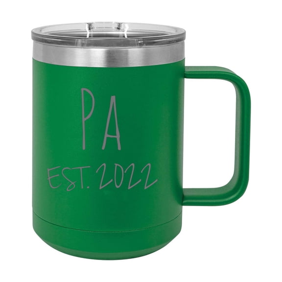 Pa Est. 2022 Established Stainless Steel Vacuum Insulated 15 Oz Engraved Double-Walled Travel Coffee Mug with Slider Lid
