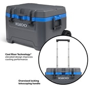 Igloo 52 QT Overland Ice Chest Cooler with Wheels, Gray and Blue
