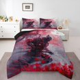 thumbnail image 1 of YST Ensemble de Douillette Samouraï Japonais Format Double Enfants Literie Ukiyo-E Japonaise pour Garçons Filles Fleurs de Cerisier Rouges Déco Maison Douillette Style Japonais Esthétique Moderne Ensemble de Housse de Couette 3 Pcs, 1 of 6