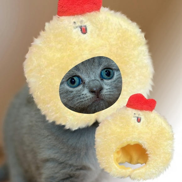 Cat Chicken Hat Accessories Chicken Head Cover Pet Cloth Adjustable Soft Headdress Cute Cat Pet Head Cover Large Dog Birthday Hat