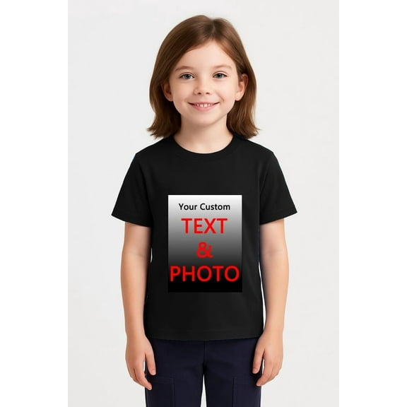 Custom Youth T-Shirt for Kids Boys Girls – Made to Order Photo and Text Shirt – Design Your Own Tee with Custom Front and Back Printing – Unique Gift Idea for Birthday, School, Party Outfit