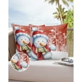 thumbnail image 6 of Pack of 2 Outdoor Pillow Covers, Christmas Cute Snowman Rabbit Tree Orange Background Waterproof Square Throw Pillowcase Cushion Decorative Pillow Covers for Couch Patio Tent, 16x16 in, 6 of 6