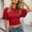 Red#13, variant on Yteetum Womens Summer Tops Oversized Crewneck Short Sleeve Tie Back T Shirt Solid Round Neck Loose Lightweight Comfy Basic Cropped Shirt