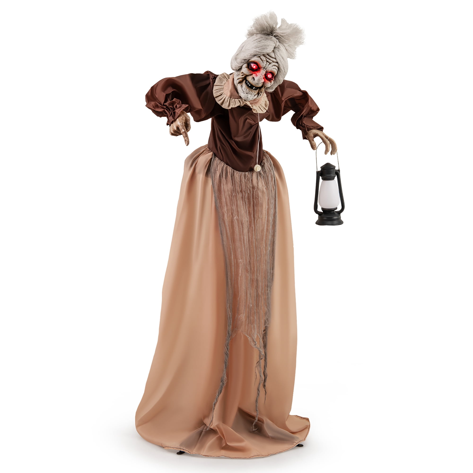 ハロウィン　大きな人形（1体） Gymax Halloween Animatronic Talking Zombie Maid in Lantern