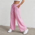 thumbnail image 7 of Duqingm Capri Pants for Women Womens Striped Barrel Casual Pants 2026 Trendy Summer Elastic Drawstring Baggy Lounge Wide Leg Trousers with Pockets Pink,XL, 7 of 7