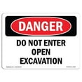 thumbnail image 1 of SignMission OS-DS-A-1218-L-2136 12 x 18 in. OSHA Danger Sign - Do Not Enter Open Excavation, 1 of 1