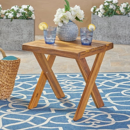 Outdoor Acacia Wood Side Table, Teak
