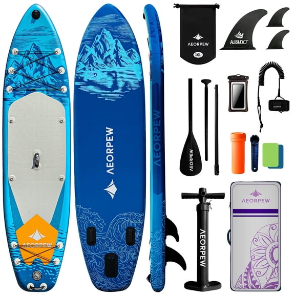 AEORPEW 34'' Wide Inflatable Paddle Board for Women with Premium Paddle Boards Accessories, Adj SUP Paddle, 100L Backpack, Suitable for Versatile SUP Boards of All Skills Levels