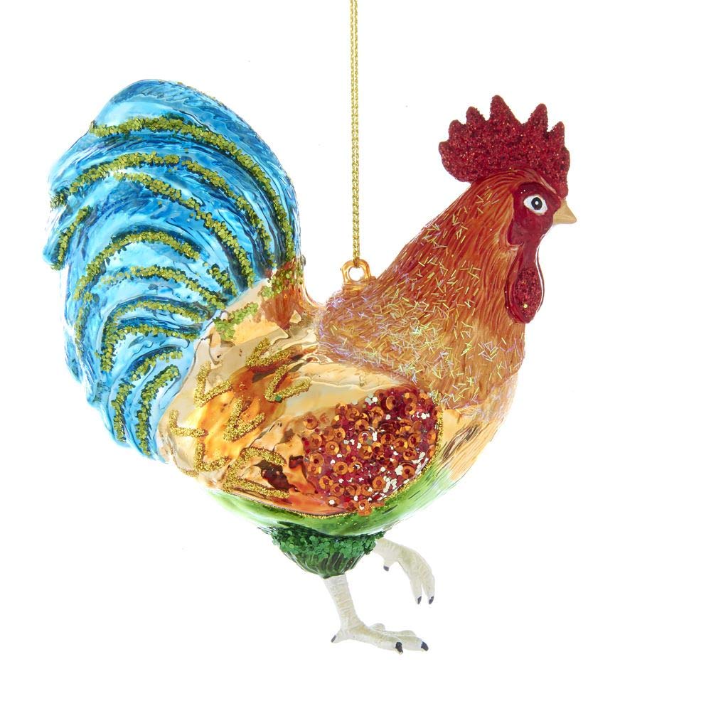 Kurt Adler Noble Gems Glass Rooster Ornament