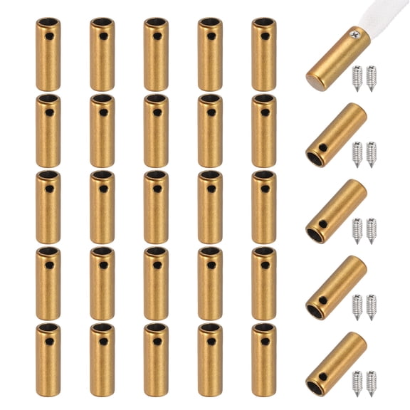 Uxcell 30 Pcs Shoelace Tips, 12.5mm Metal Aglets Shoes Lace Cords End Tip Cap Replacement with Screw for Canvas Sneakers DIY Clothes Strings, Golden