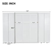 Mintazer Queen Murphy Bed with Pull-Out Storage Cabinets, Modern Foldable Wall Bed with Storage Doors for Bedroom Apartment Guest Room, White