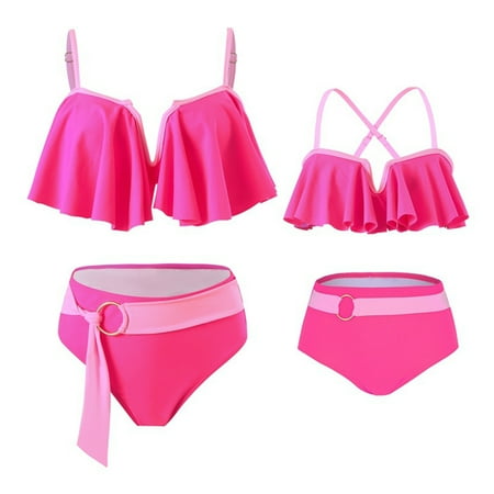 LYMAYTER Family Matching Swimsuit Mommy and Me Split Bathing Suit Halter Beach Wear Family Matching Swimwear Two Pieces Bikini Set