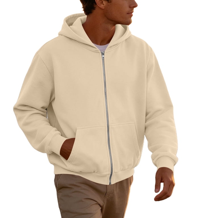 Essentials Hoodie Zaewscy Unisex Solid Color Hooded Zip-Up Long