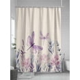 thumbnail image 5 of Shower Curtains Flowers Leaf Bath Curtain Purple Dragonfly Waterproof Bathroom Shower Curtain Set with Hooks Decoration 72 x 84 Inches, 5 of 7