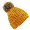 thumbnail image 2 of Beechfield Pom Pom Faux Fur Chunky Knit Beanie, 2 of 2