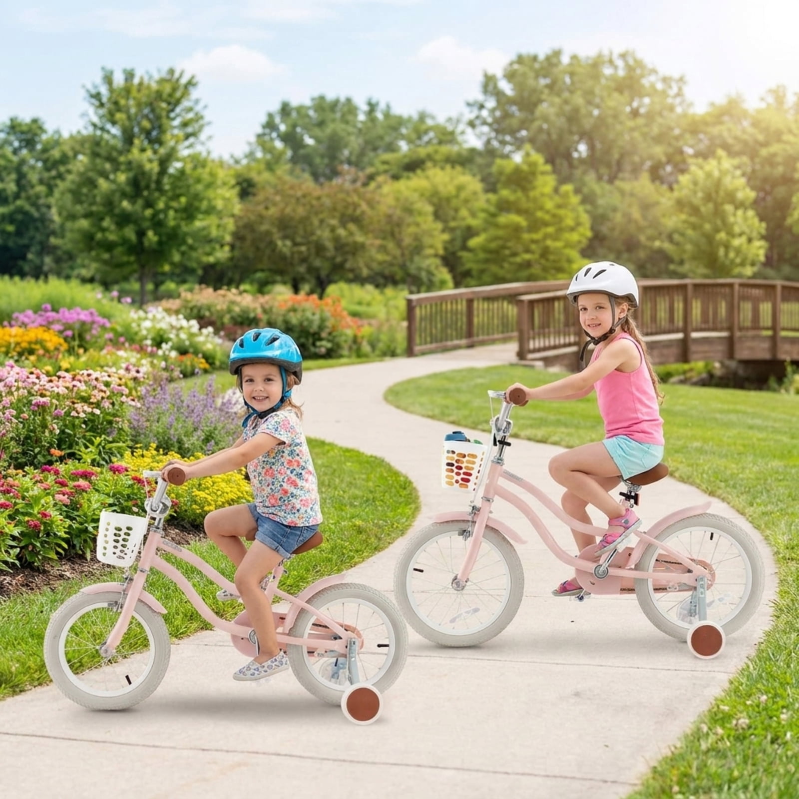 Redsmile Kids Bike 12 Inch with Training Wheels for Boys Girls Ages 3-4 Years, Toddler Bicycle with Adjustable Seat and Carbon Steel Frame, 99 lb Capacity Beginner Bike, Pink