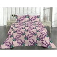 thumbnail image 2 of Ambesonne Lavender Pattern Quilted Bedspread Set 3 Pcs, Botany Artwork, Twin, Jade Green and Purple, 2 of 4