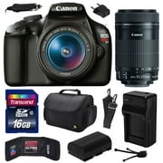 Canon EOS Rebel T3 Digital SLR Camera with EF-S 18-55mm f/3.5-5.6 IS and EF-S 55-250mm f/4-5.6 IS STM Lens with 16GB Memory + Large Case + Battery + Charger + Card Wallet + Cleaning Kit 5157B002