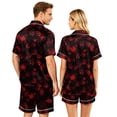 thumbnail image 5 of Couples Matching Halloween Pajamas Set Short Sleeve Button Down Shirt and Shorts Spooky Festivity Sleepwear Outfits, 5 of 5