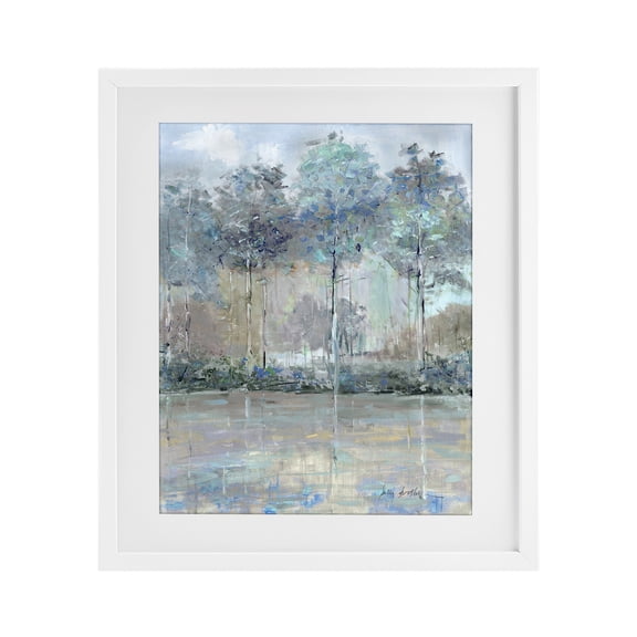 Stupell Industries Coastal Subdued Expression of Trees White Framed Print Under Glass, 13 x 16, by Sally Swatland