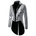 thumbnail image 2 of Aunavey Mens Sequin Tuxedo Jacket Tails Slim Fit Tailcoat Dress Coat Swallowtail Dinner Party Wedding Blazer Suit, 2 of 7