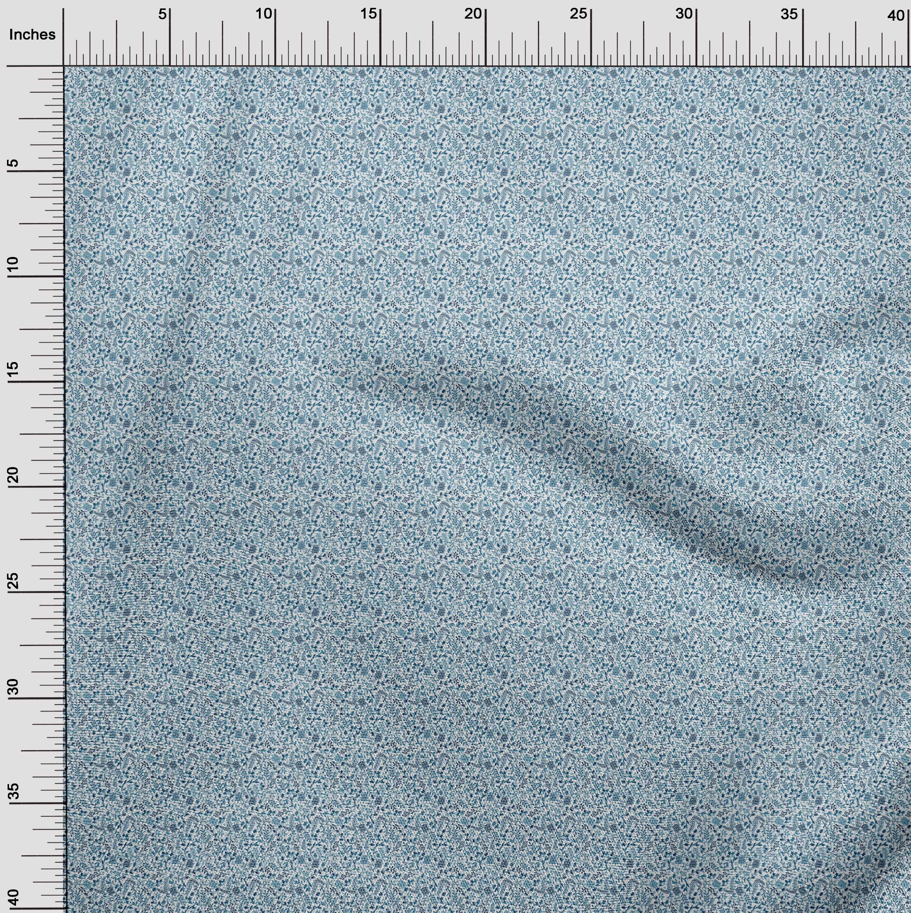 oneOone Polyester Spandex Blue Fabric Christmas Craft Projects Decor Fabric Printed By The Yard 56 Inch Wide